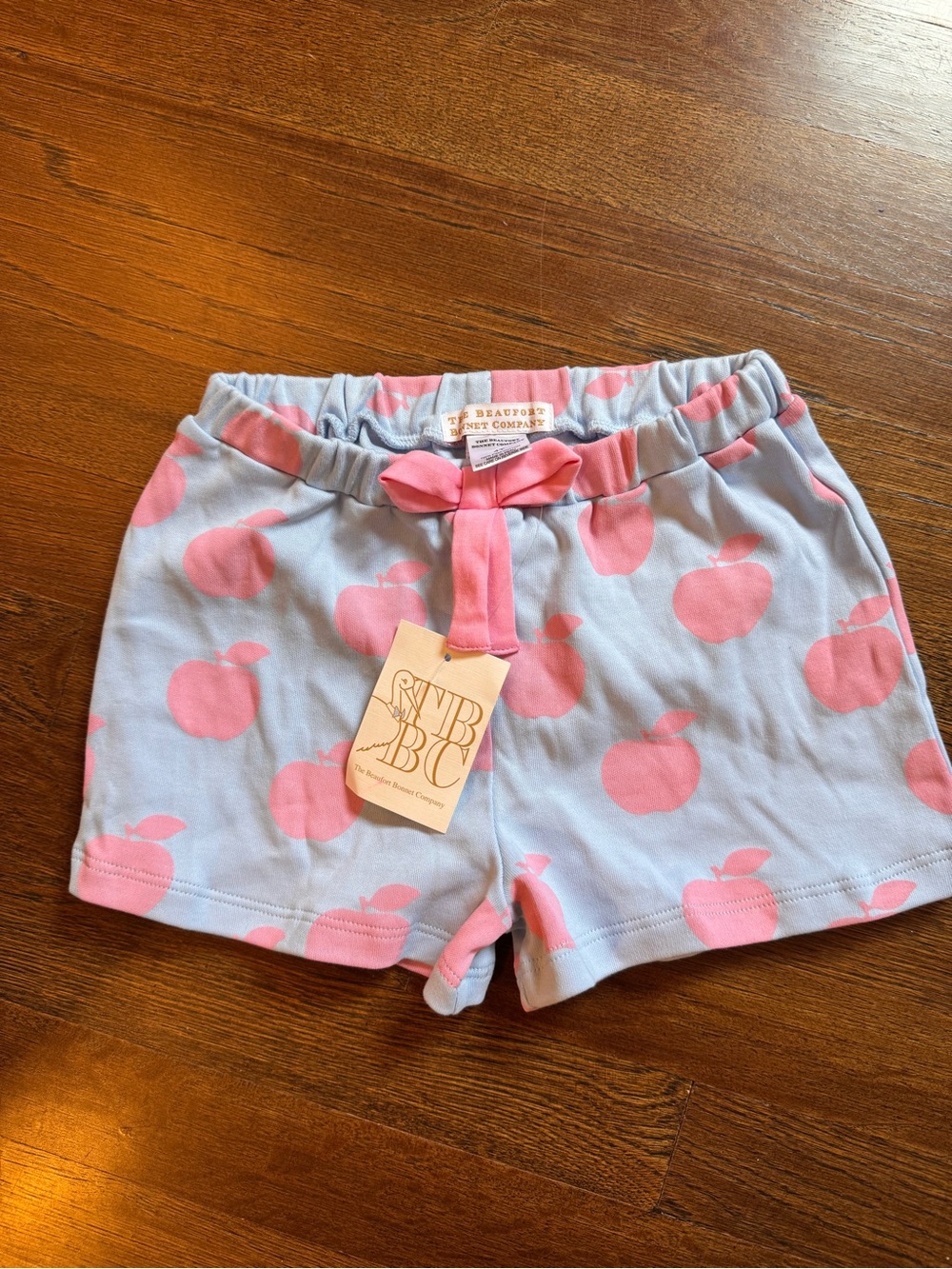 The Beaufort Bonnet Company Light Blue Shorts with Pink Apple Print